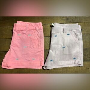 2 pairs of Vineyard Vines Whale Print Chino Shorts, Girls Size 14
